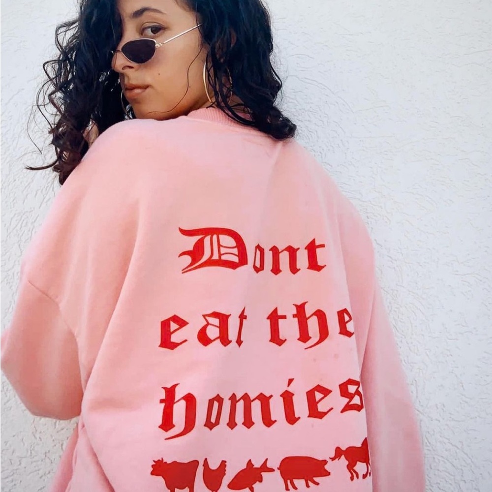 Don’t Eat the Homies pink on pink crew sweatshirt DETH small